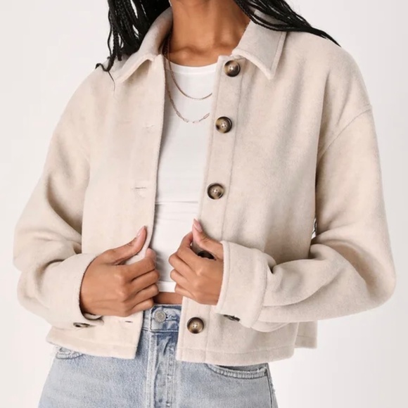 Lulus Comfy Essence Cropped Shacket - Picture 1 of 3